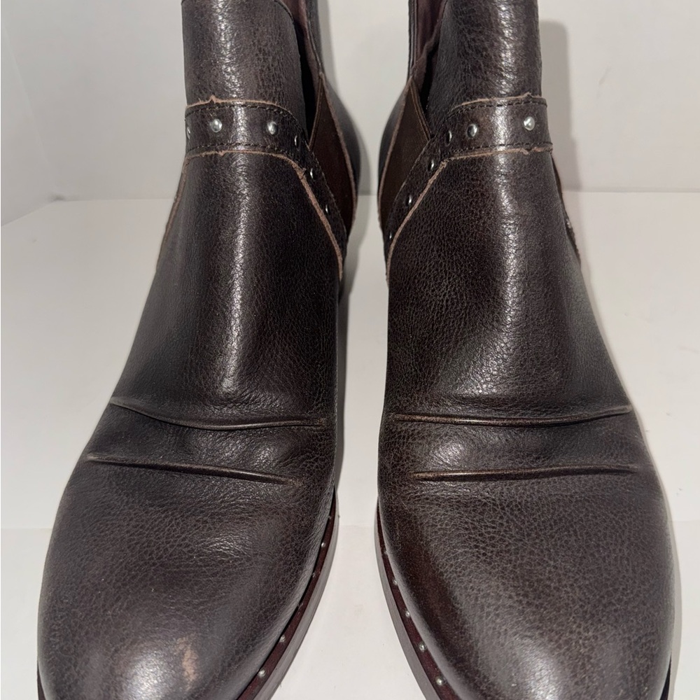 EARTH DEL RIO BARK BROWN LEATHER STUDDED CHELSEA ANKLE BOOTS BOOTIES WOMEN SZ 11